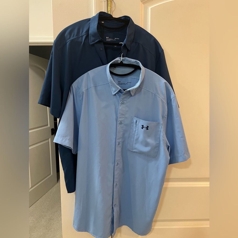 Men’s Under Armour Light Blue and Royal Blue Button Down Shirt